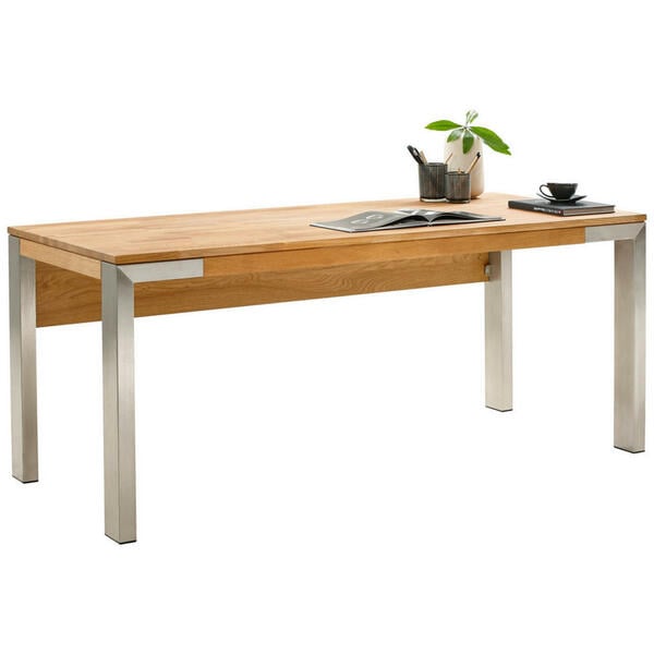 Bild 1 von Linea Natura SCHREIBTISCH Wildeiche teilmassiv Silber, Braun