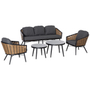 Bild 1 von Outsunny Polyrattan Gartenmöbel Set 5-teiliges Rattensofa-Set Sitzgruppe Sitzgarnitur für Pause Lounge Teetisch mit Sofa Kissen Aluminium Natur