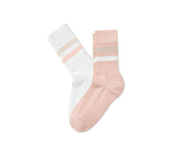 Bild 1 von 2 Paar Rippstrick-Socken, rosé und weiß