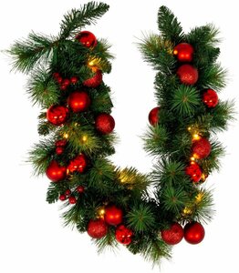 näve LED-Lichterkette »LED-Weihnachtslichterkette mit Dekoration l: 100cm - rot«, Timer