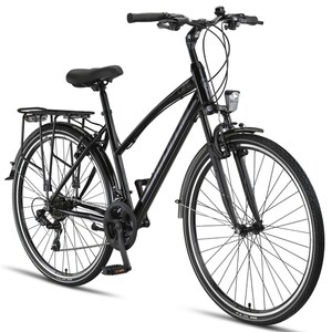 Licorne Bike L-V-ATB  Premium Trekking Bike in 28 Zoll - Fahrrad für Herren, Jungen, Mädchen und Damen - Shimano 21 Gang-Schaltung - Citybike - Männerfahrrad... 28.00, Schwarz/Grau