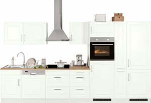 HELD MÖBEL Küchenzeile »Stockholm«, mit E-Geräten, Breite 370 cm, mit hochwertigen MDF Fronten im Landhaus-Stil