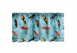 Scheibengardine »Vorhang Volant für Küche Schlafzimmer Dekor mit Stangentasche«, Abakuhaus, Surfen Tropical Boards und Palmen