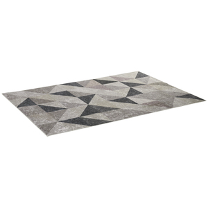 HOMCOM Teppich im Trenddesign moderner Teppich mit geometrischen Formen für Wohnzimmer Schlafzimmer Küche Polyester Grau+Schwarz+Weiß 160 x 230 cm