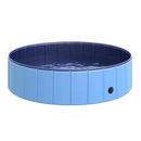 Bild 1 von PawHut Hundepool Planschbecken Schwimmbecken Schwimmbad Hundebad PVC+Holz Blau Ø120 x H30 cm