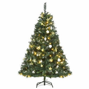 HOMCOM Weihnachtsbaum Tannenbaum mit Deko 120 LEDs 511 Spitzen Ø95 x 150H cm