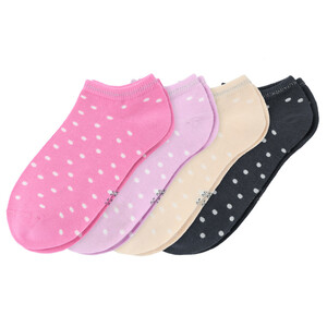 4 Paar Mädchen Sneaker-Socken mit Punkten ROSA / DUNKELGRAU / CREME
