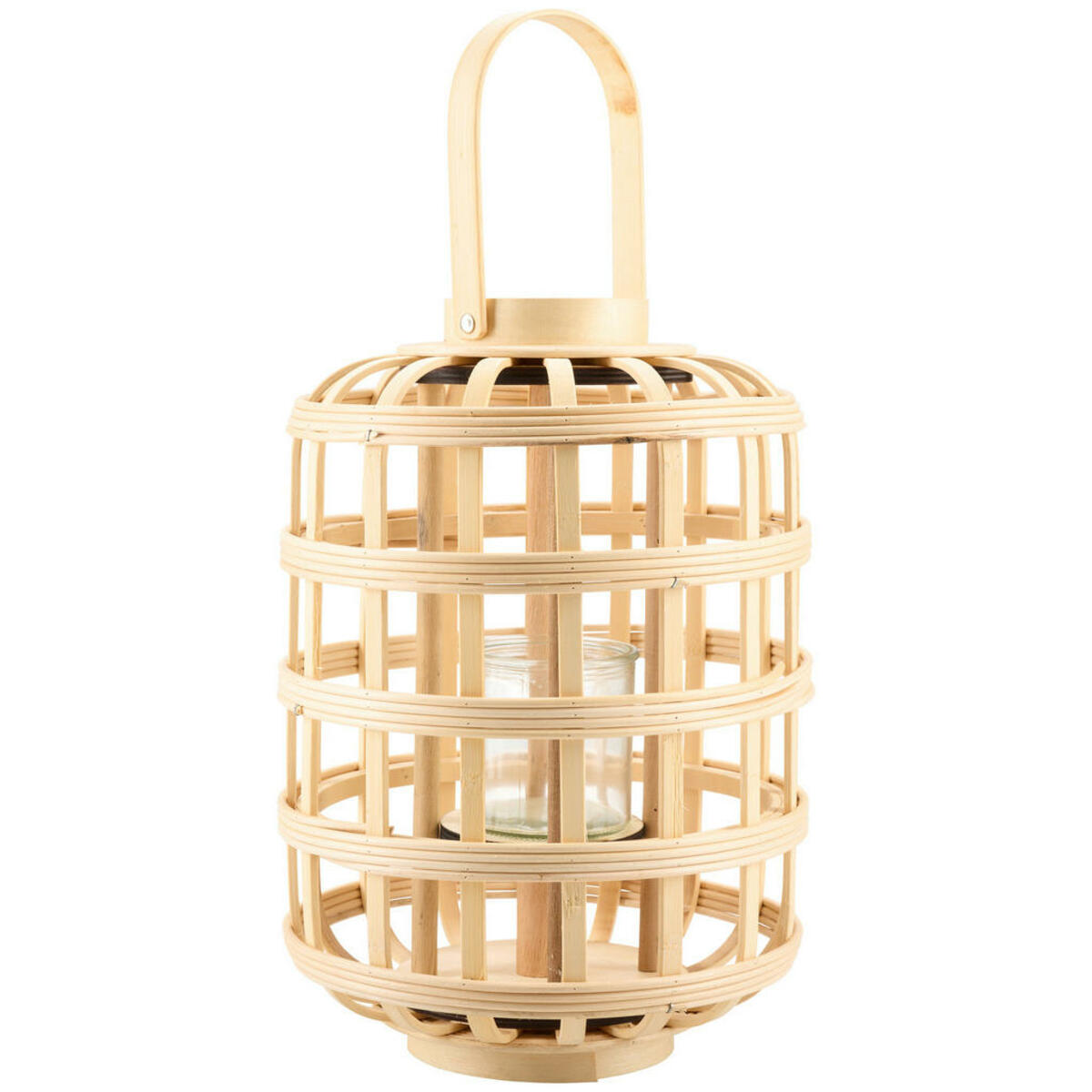 Bild 1 von Ambia Home Laterne, Natur, Holz, Glas, Naturmaterialien, Pappel, Rattan, vollmassiv, Uni, rund, 34.5 cm, Glaseinsatz, Dekoration, Windlichter & Laternen, Laternen