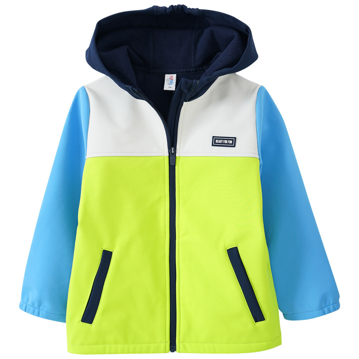 Bild 1 von Jungen Softshelljacke mit Farbteiler NEONGRÜN / CREME / BLAU