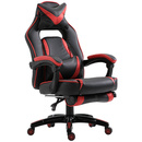 Bild 1 von Vinsetto Gaming-Stuhl Bürostuhl Drehstuhl Chefsessel mit Fußstütze Rückenlehne Kissen verstellbar Kunstleder Rot+Schwarz 65x64x114-123,5 cm