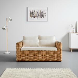 Sofa 'Leano', Zweisitzer, weiß, Rattan