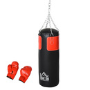 Bild 1 von HOMCOM Boxsack-Set Box-Set mit Boxhandschuhen Gefüllt Set für Erwachsene Jugendlichen Hanging Boxing Heavy Bag 16 KG Ø30 x 120 cm Schwarz+Rot
