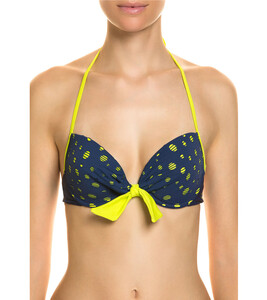 Ipanema Neckholder-Bikini elegantes Damen Bikini-Oberteil mit Lochmuster Blau/Grün