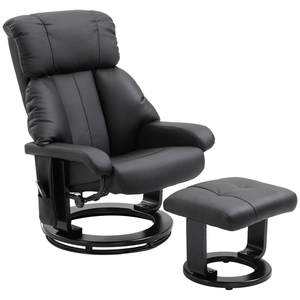 HOMCOM Massagesessel Fernsehsessel Sessel mit Hocker Massagefunktion samtartiges Polyester Schwarz 76 x 80 x 102 cm