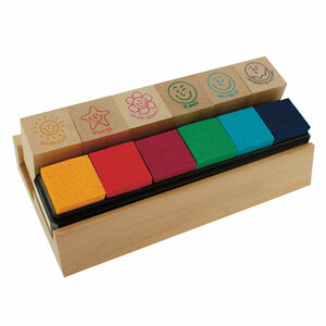 Smiley-Lehrerstempel Holz 6 Stempel, mehrere Farben