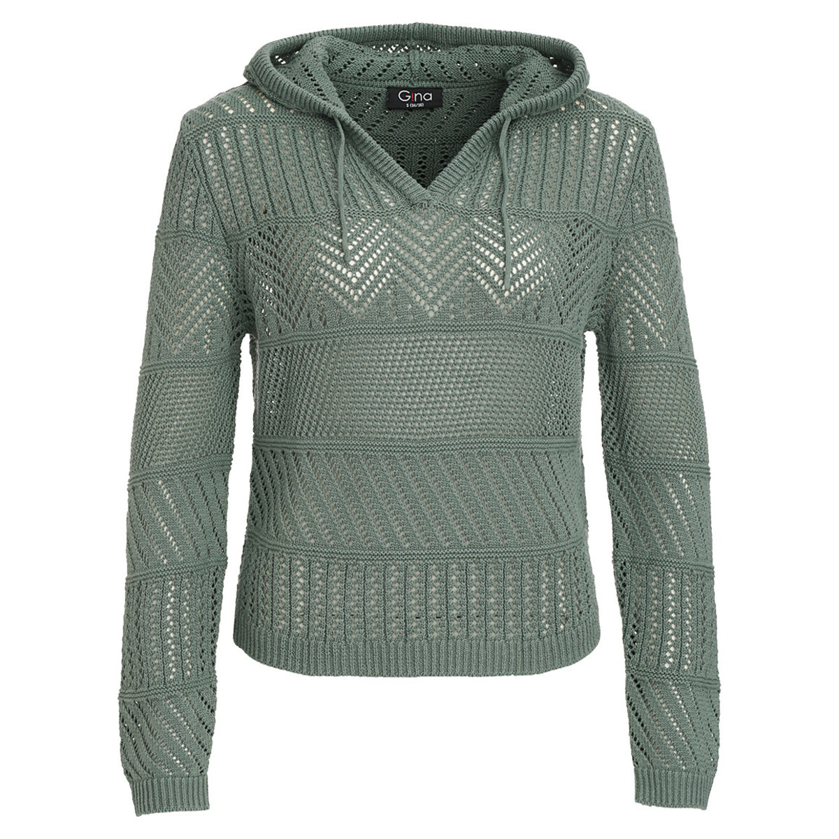 Bild 1 von Damen Strickpullover mit Kapuze DUNKELGRÜN