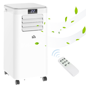 HOMCOM Mobile Klimaanlage 4-in-1 Klimagerät 24h Timer mit Fernbedienung Nutzungsraum13-18㎡ 900W ABS Weiß+Grau 38 x 35 x 70,5 cm