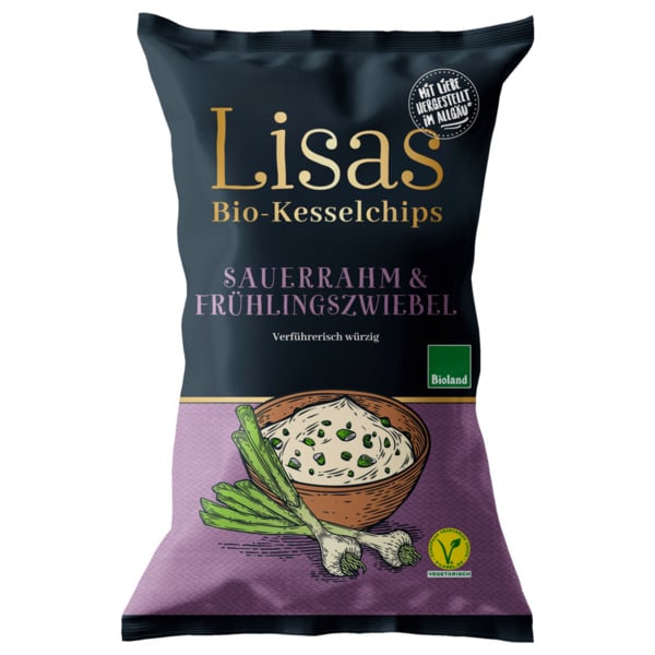 Bild 1 von Lisa's Bio-Kesselchips Sauerrahm & Frühlingszwiebel vegetarisch 125g