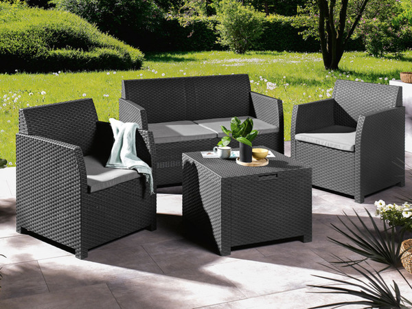Bild 2 von Livarno Home Loungeset, 4-teilig, in Rattan-Optik, grau/anthrazit