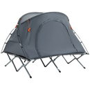 Bild 1 von Outsunny Campingbett mit Zelt erhöhtes Feldbett für 2 Person Kuppelzelt mit Luftmatratze inkl. Tragetasche Grau 200 x 146 x 159 cm