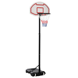 HOMCOM Kinder Basketballständer Basketballkorb mit Rollen Standfuß mit Wasser befüllbar Zielbretthöhe 194-249 cm PE + Stahl Schwarz