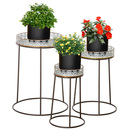 Bild 1 von Outsunny Blumenständer 3er Set aus Metall Pflanzenständer Set Blumenhocker Blumentopfhalter Pflanzenhocker für Blumentopf Stapelbar Kaffee+Silber