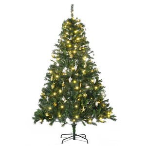 HOMCOM Weihnachtsbaum Tannenbaum mit Deko 200 LEDs 745 Spitzen Ø 112 x H180 cm