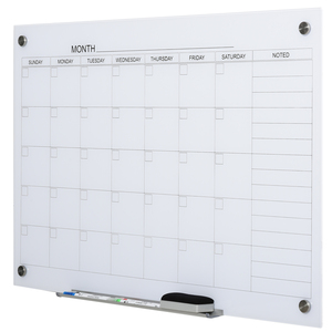 Vinsetto Kalendertafel Glasplatte mit 4 Glasclip Marker Radiergummi Aluminium-Stifthalter Magnettafel für Monatsplanungen magnetischer Wochenplaner