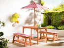 Bild 3 von Livarno Home Kinder Gartentischset, mit 2 Bänken, Auflagen u. Schirm