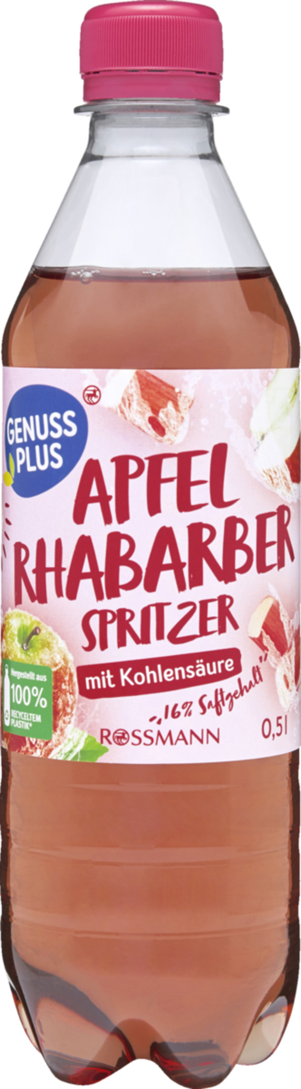 Bild 1 von GENUSS PLUS Natürliches Mineralwasser mit Apfel-, Johannisbeer- und Rhabarbersaftkonzentrat und Kohlensäure, 500 ml