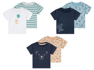 LUPILU® Baby Jungen T-Shirt, 2 Stück, mit praktischer Schulterknöpfung