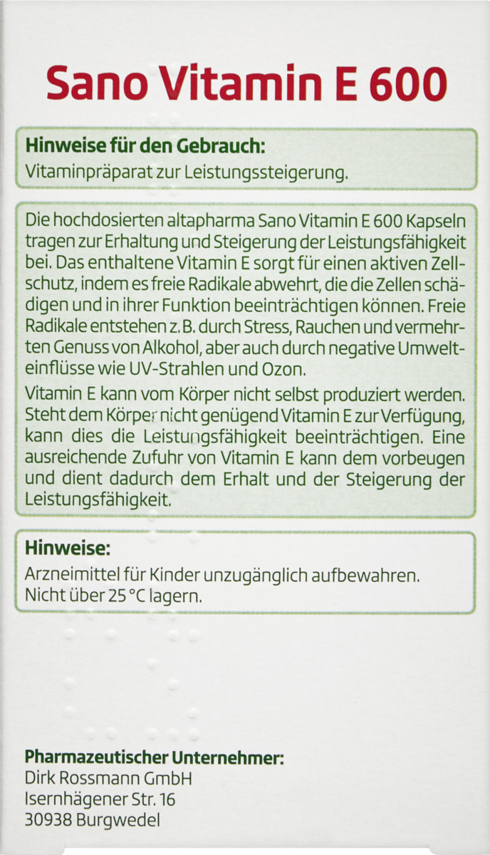 Bild 4 von altapharma ALTAPHARMA SANO VITAMIN E 600