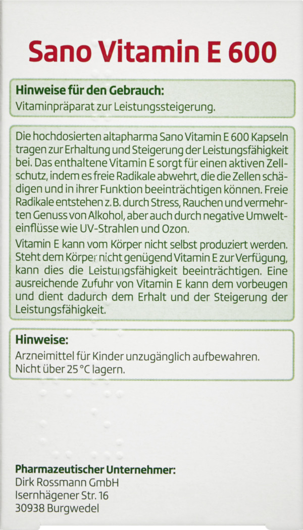 Bild 4 von altapharma ALTAPHARMA SANO VITAMIN E 600