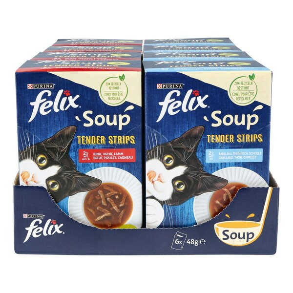 Bild 1 von Felix Katzennahrung Soup Tender Strips 288 g, verschiedene Sorten, 8er Pack