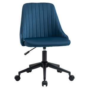 Vinsetto Bürostuhl Drehstuhl Schreibtischstuhl Ergonomisches Liniendesign höhenverstellbar 360° drehbar Schaumstoff Samtartiges Polyester Blau