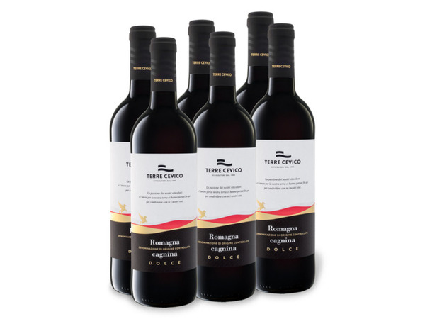 Bild 1 von 6 x 0,75-l-Flasche Weinpaket Terre Cevico Romagna Cagnina DOC süß, Rotwein