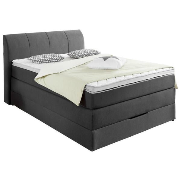 Bild 1 von Carryhome BOXSPRINGBETT Webstoff 140/200 cm INKL. Bettkasten, Matratze, Topper, Grau