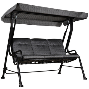 Outsunny® Hollywoodschaukel 3-Sitzer Gartenschaukel Verstellbares Sonnendach Textilene Grau 200 x 120 x 170 cm