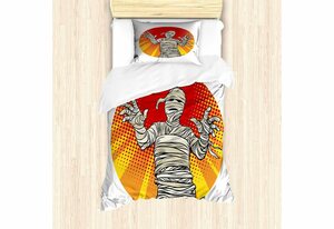 Bettwäsche »Top Qualität Weich und Warm 3 Teiligen Bettbezug mit 1 Kissenbezüge«, Abakuhaus, Halloween Retro Mummy Character Art