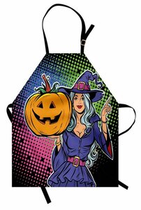 Abakuhaus Kochschürze »Höhenverstellbar Klare Farben ohne verblassen«, Halloween Pop-Art-Hexe und Kürbis
