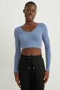 Bild 1 von C&A Crop Langarmshirt-Yoga-4 Way Stretch-recycelt, Blau, Größe: S