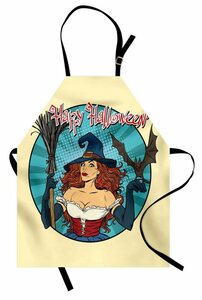 Abakuhaus Kochschürze »Höhenverstellbar Klare Farben ohne verblassen«, Halloween Pop-Art-Hexe mit einem Schläger