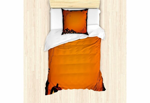 Bild 1 von Bettwäsche »Milbensicher Allergiker geeignet mit Kissenbezug«, Abakuhaus, Orange Halloween-Kürbis Scary