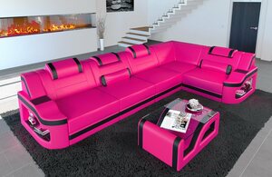 Sofa Dreams Ecksofa »Padua«, L Form Ledersofa mit LED, wahlweise mit Bettfunktion als Schlafsofa, Designersofa