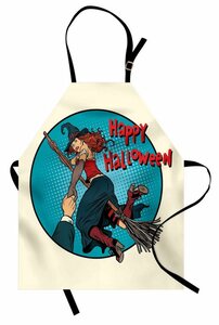 Abakuhaus Kochschürze »Höhenverstellbar Klare Farben ohne verblassen«, Halloween Pop-Art-Hexe Broomstick