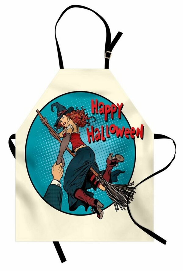 Bild 1 von Abakuhaus Kochschürze »Höhenverstellbar Klare Farben ohne verblassen«, Halloween Pop-Art-Hexe Broomstick