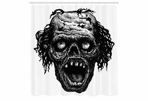 Abakuhaus Duschvorhang »Moderner Digitaldruck mit 12 Haken auf Stoff Wasser Resistent« Breite 175 cm, Höhe 180 cm, Halloween Zombie Evil Dead Man