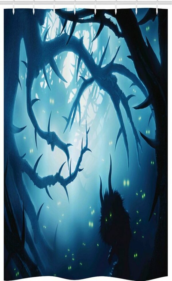 Bild 1 von Abakuhaus Duschvorhang »Badezimmer Deko Set aus Stoff mit Haken« Breite 120 cm, Höhe 180 cm, Tier Nachtwald Halloween