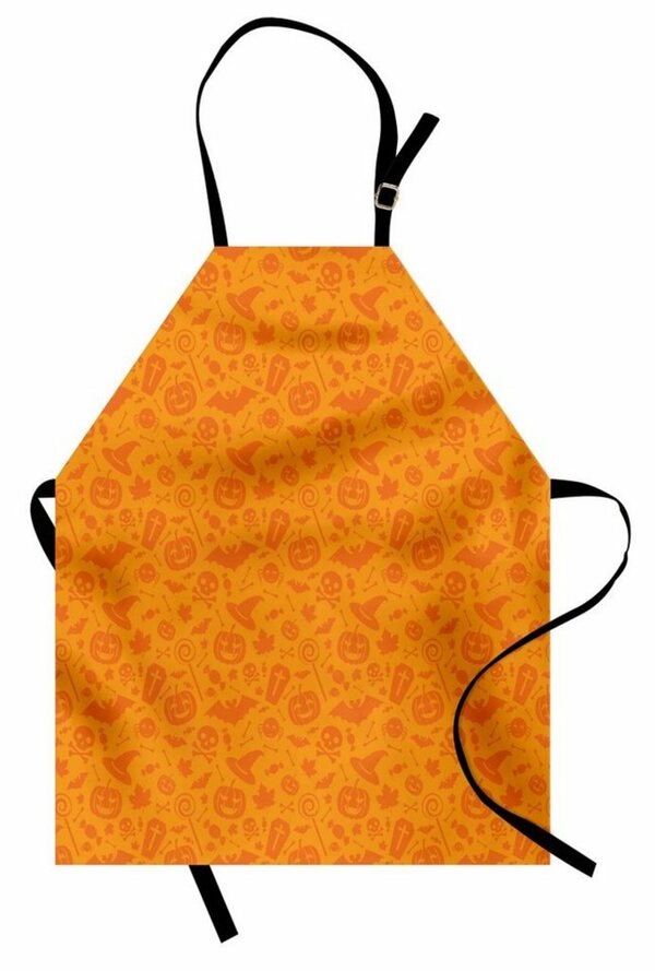 Bild 1 von Abakuhaus Kochschürze »Höhenverstellbar Klare Farben ohne verblassen«, Orange Halloween-Kürbis-Schädel