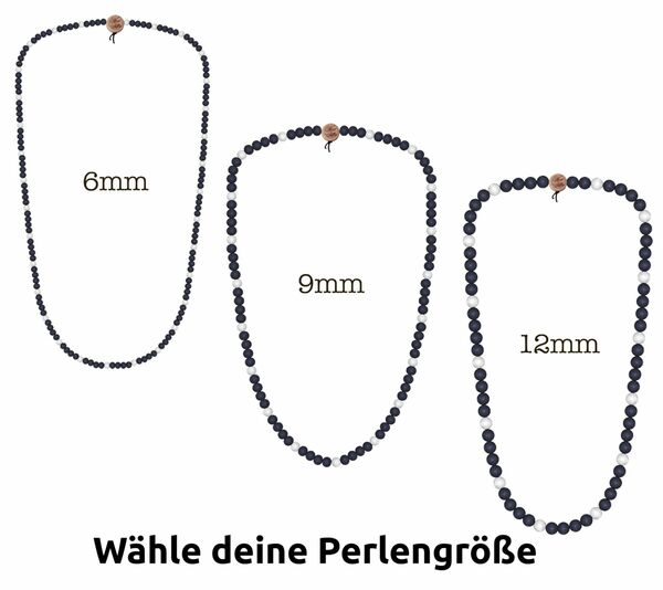 Bild 1 von WOOD FELLAS Hals-Schmuck stylische Holz-Kette Deluxe Pearl Necklace Navy/Weiß